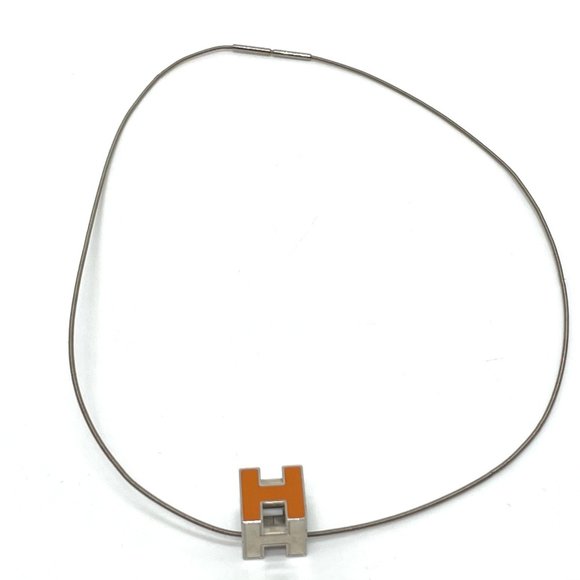 Hermes H cube Necklace Orange x Silver - Picture 3 of 9